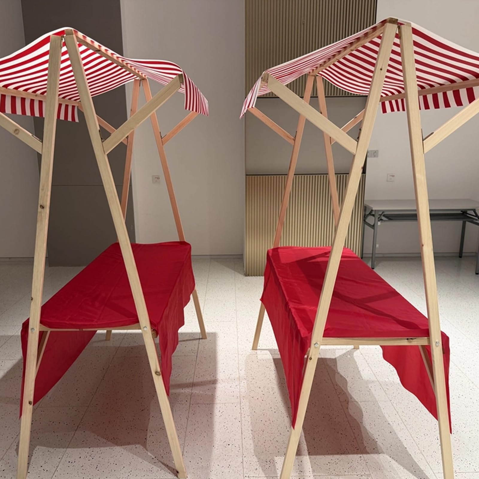 Carrito Expositor para Mercado agrícola con Ruedas giratorias de 360°, Estructura de Madera Maciza, Tela Oxford Impermeable, Soporte de exhibición para Exteriores para Eventos de Venta ambul