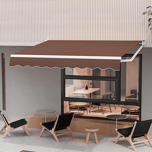 Miniatura 10 de Giantex Toldo retráctil para patio – Refugio solar de 8 x 6.6 pies con manivela manual fácil, estructura metálica de alta resistencia, toldo Beige