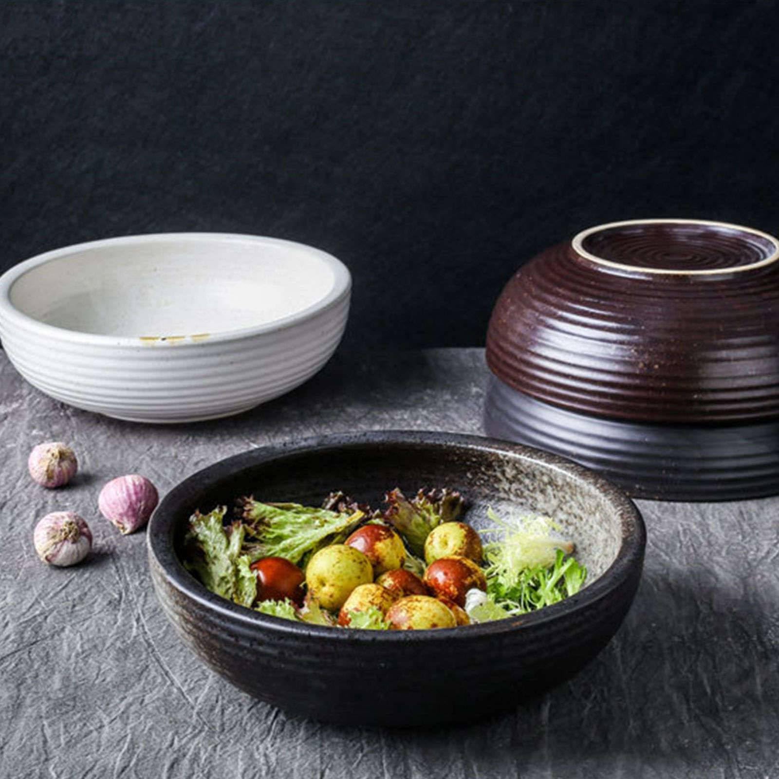Nudelsalatschüssel aus Keramikporzellan, große Servierschüssel, 24 cm, extra große Salatschüssel, große Suppenschüssel, groß, 2000 ml, schwarz