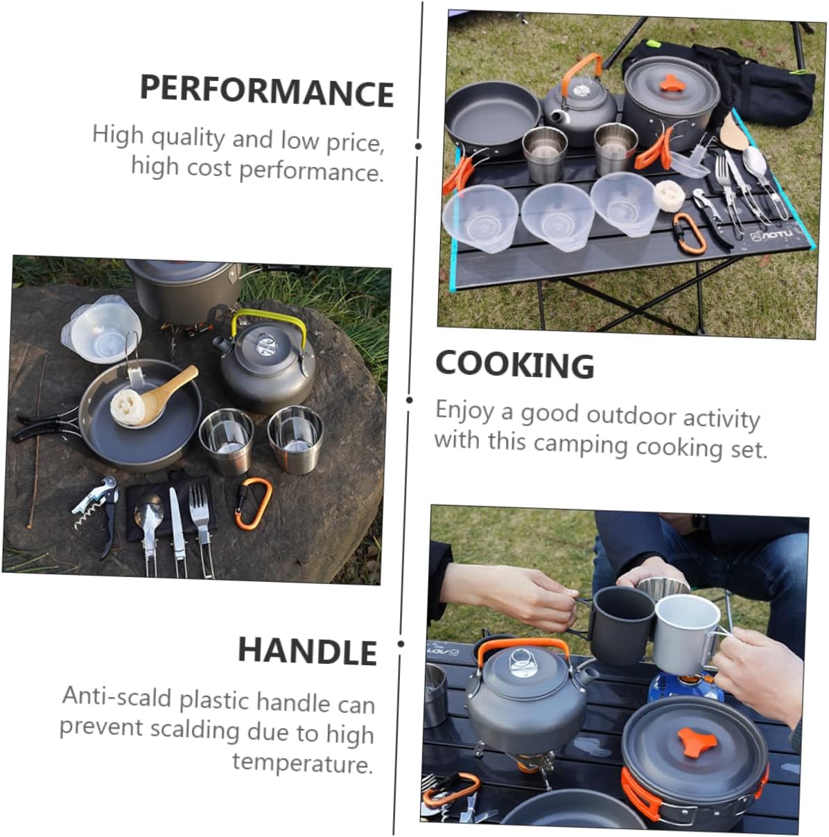 1set Portable Camping Cookware Aluminium Alloy Cooking Pots for Outdoor Activities Lightweight and Easy to Carry for Hiking and Picnics Includes Essential Camping Utensils