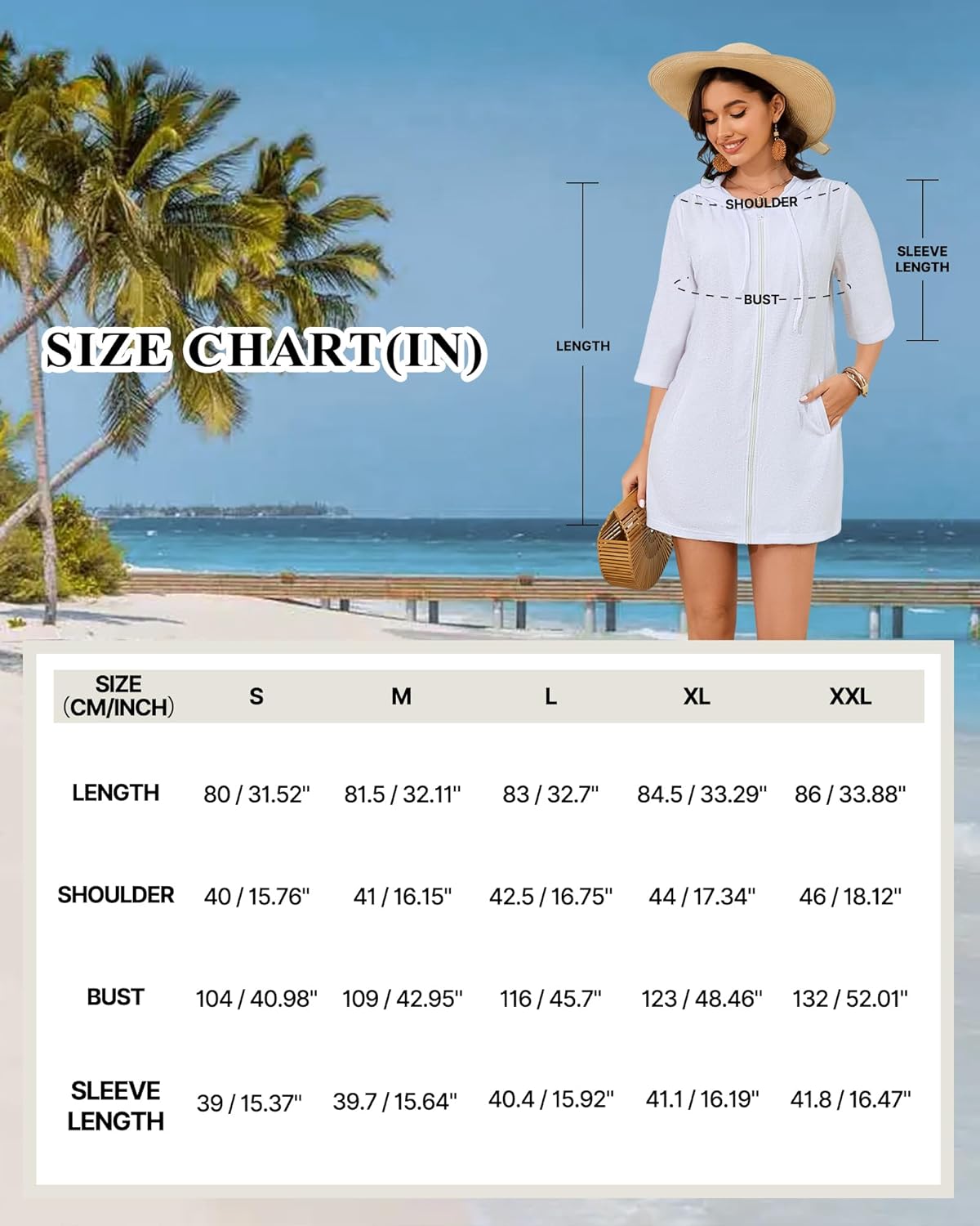 Bsubseach Terry Cloth Swim Coverup - Women Long Sleeve Hooded Swimsuit Coverup Zipper Beach Coverups Robes with Pockets - Image 4