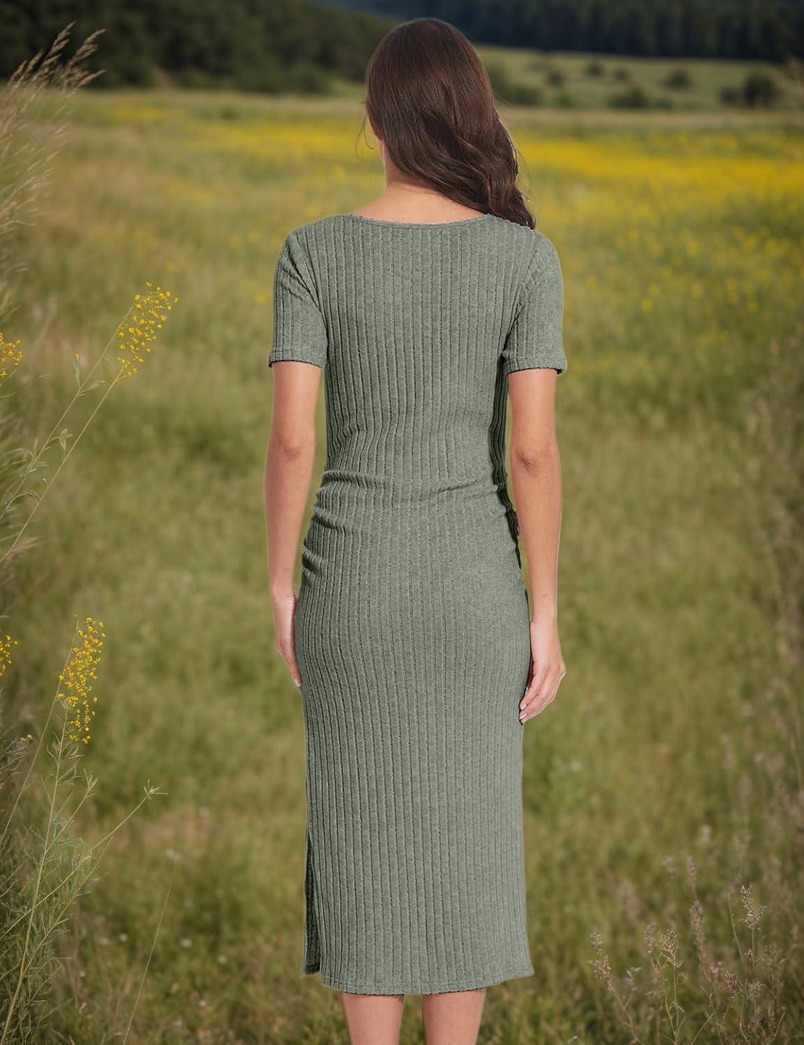 Long Sleeve Maternity Sweater Dress for Fall Winter Baby Shower & Photoshoot - Women's Pregnancy Maternity Dresses - Image 6