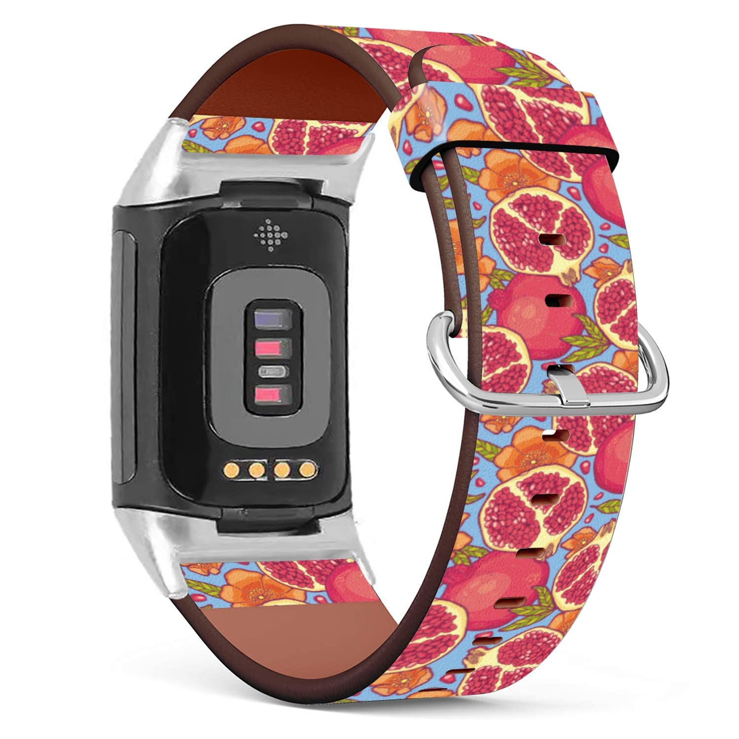 Compatible with Fitbit Charge 5 , Patterned Leather Replacement Band (Juicy pomegranates)