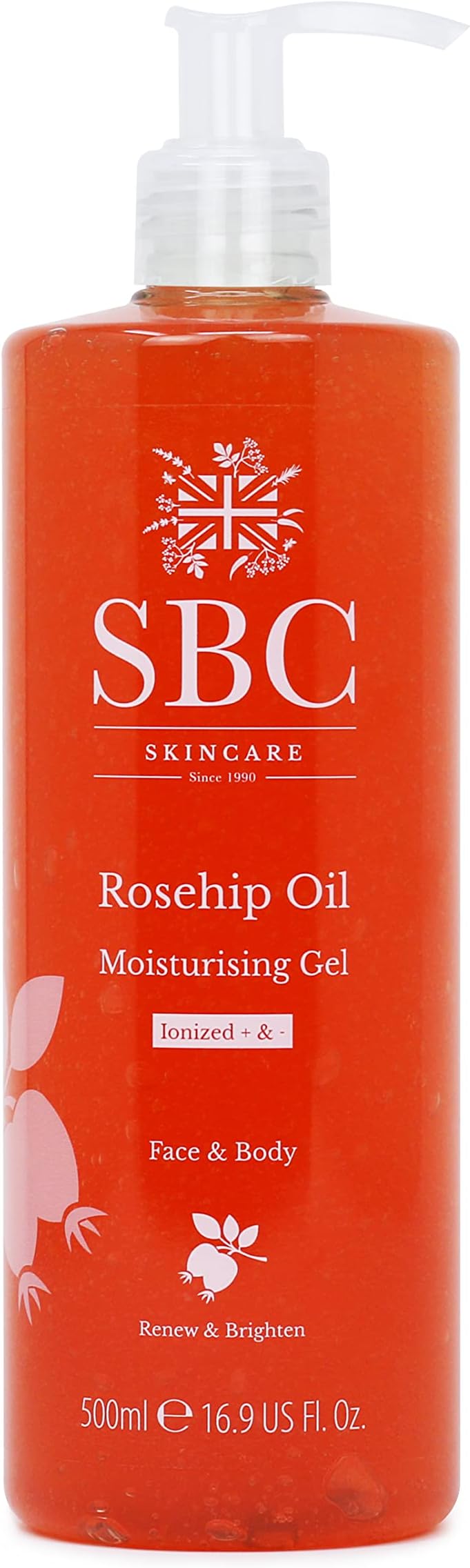 Skincare Rosehip Oil Moisturising Gel - 500ml | Face And Body Moisturiser | Anti-Ageing Face Serum With Rosehip Oil | Vegan Friendly Moisturiser With Vitamin C And Vitamin E
