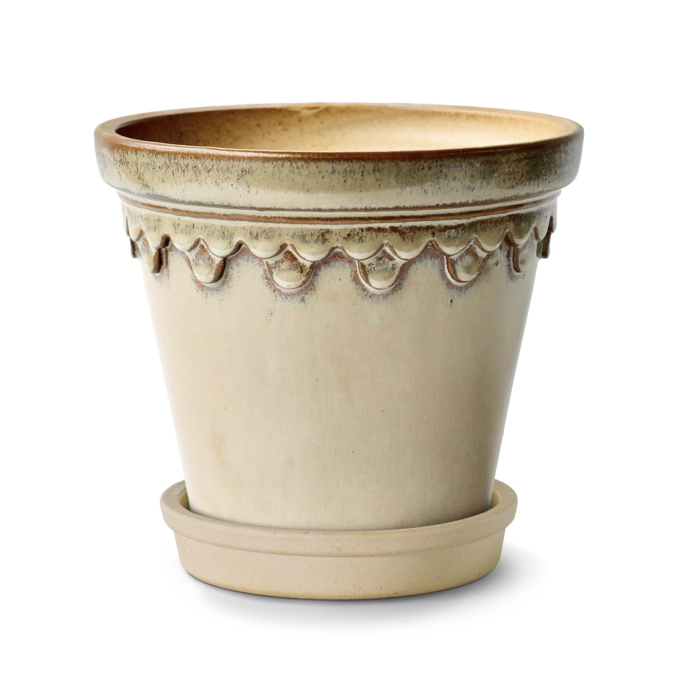 SHIMOST Keramik Blumentopf Übertopf natürlichem Pflanzkübel in Handarbeit mit Unterteller Untersetzer Abflussloch
