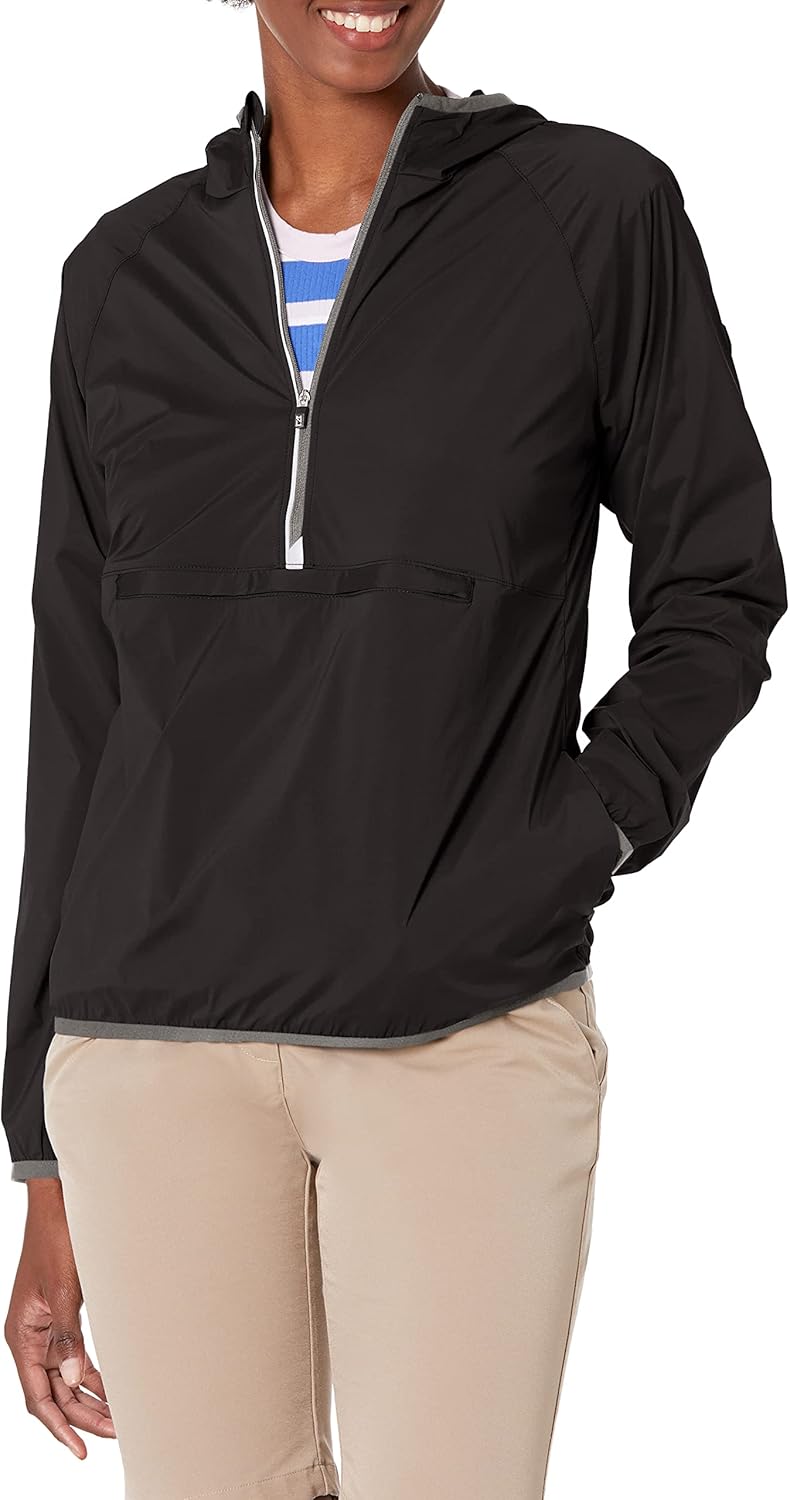 Cutter & Buck Women's Breaker Half Zip Long Sleeve Hooded Popover Jacket