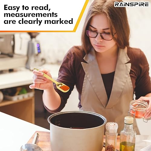 Miniatura 7 de Rainspire Juego de cucharas medidoras resistentes de acero inoxidable, juego de tazas y cucharas medidoras de metal para seco o líquido, cabe en