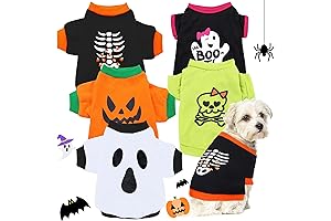 Weewooday 5 Pcs Halloween Dog Shirt Scary Pumpkin Ghost: Spooky Costume for Your Furry Friend