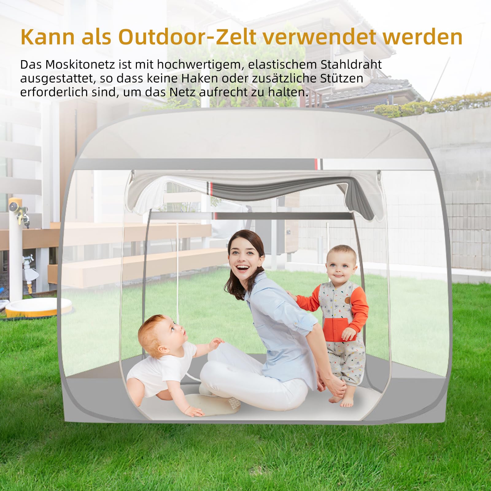 Rete pop-up per zanzare, baldacchino, pieghevole, tenda da letto, rete di grandi dimensioni anti zanzare, tenda da campeggio con fondo per pavimento del letto, campeggio, viaggi, facile da montare,