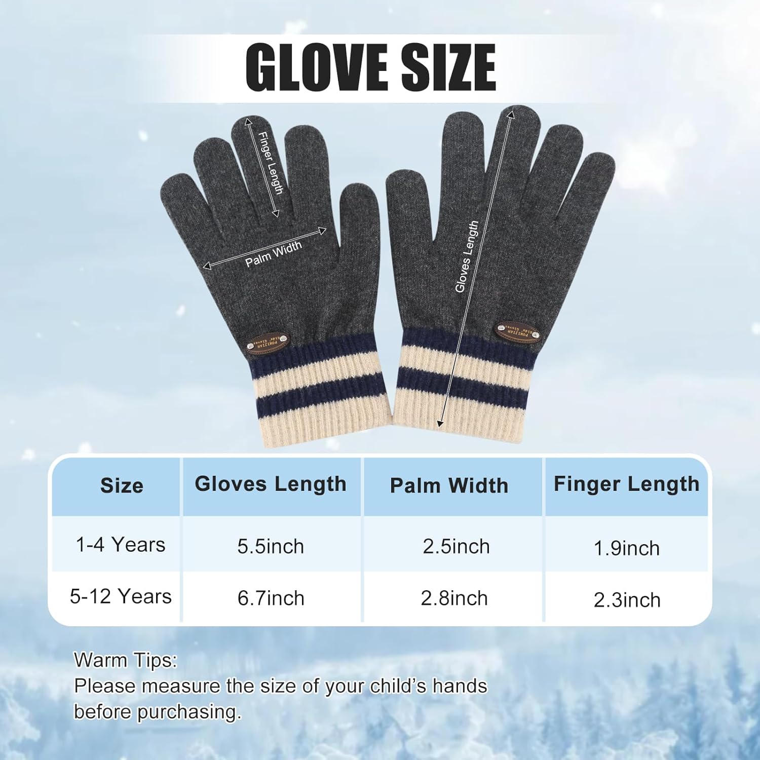 Kids Knit Gloves Boys Winter Warm Gloves Girl Stretchy Soft Glove Toddler Full Finger Mittens for Children - Image 5
