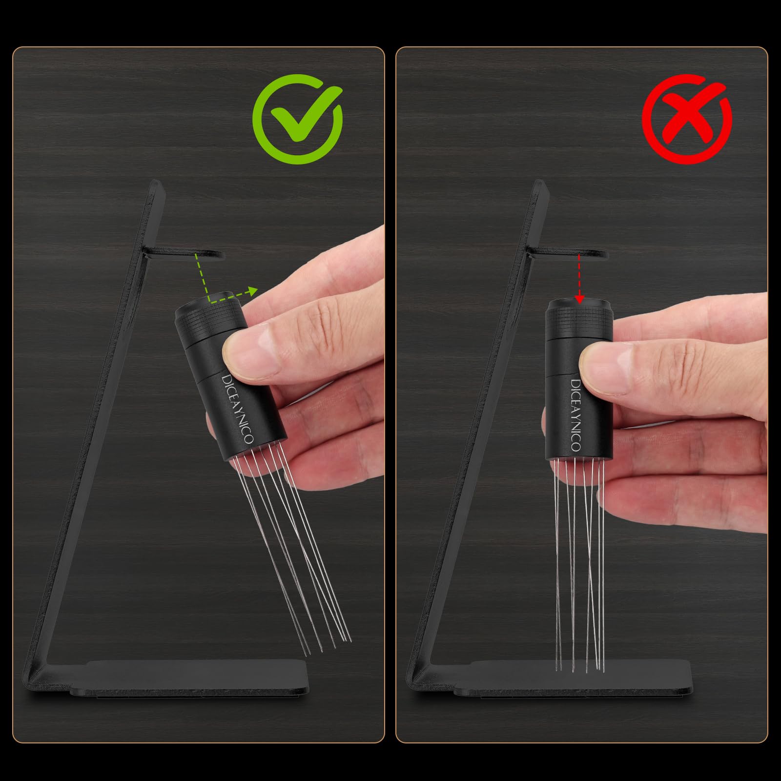 WDT Tool AronYada Per Caffè Espresso - 16 Aghi 0,4 Mm In Acciaio Inox 304, Alloggiamento In Alluminio, Distribuzione Polvere Professionale
