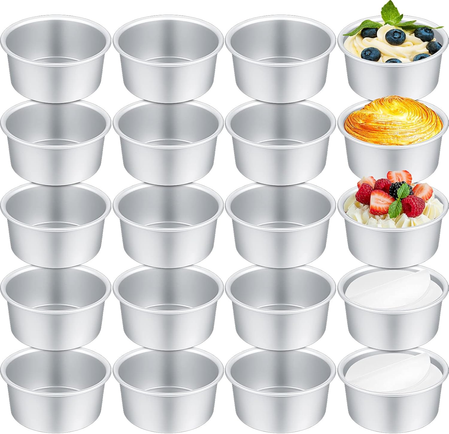 Gerrii 27 Pcs 4 Inch Cake Pans Nonstick Aluminum Small Round Cake Baking Pans Molds for Cheese, Pizza, Quiche, Home Party Baking Supplies, Leakproof and Easy Release