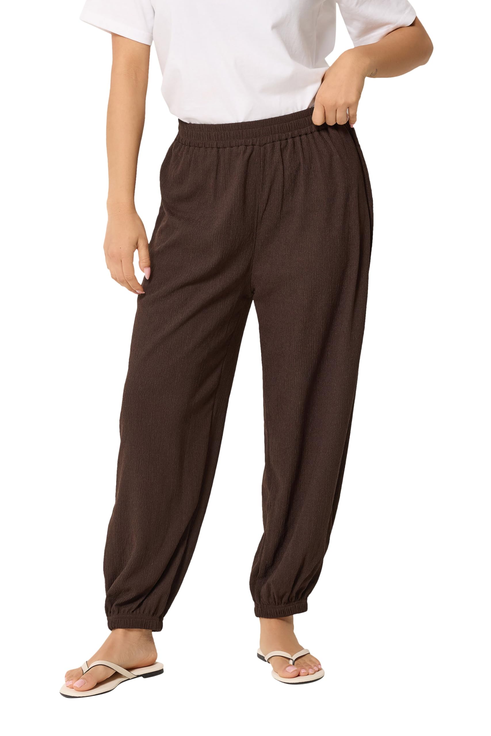 M&Co Women's Petite Balloon Trousers in Chocolate | Size: 12