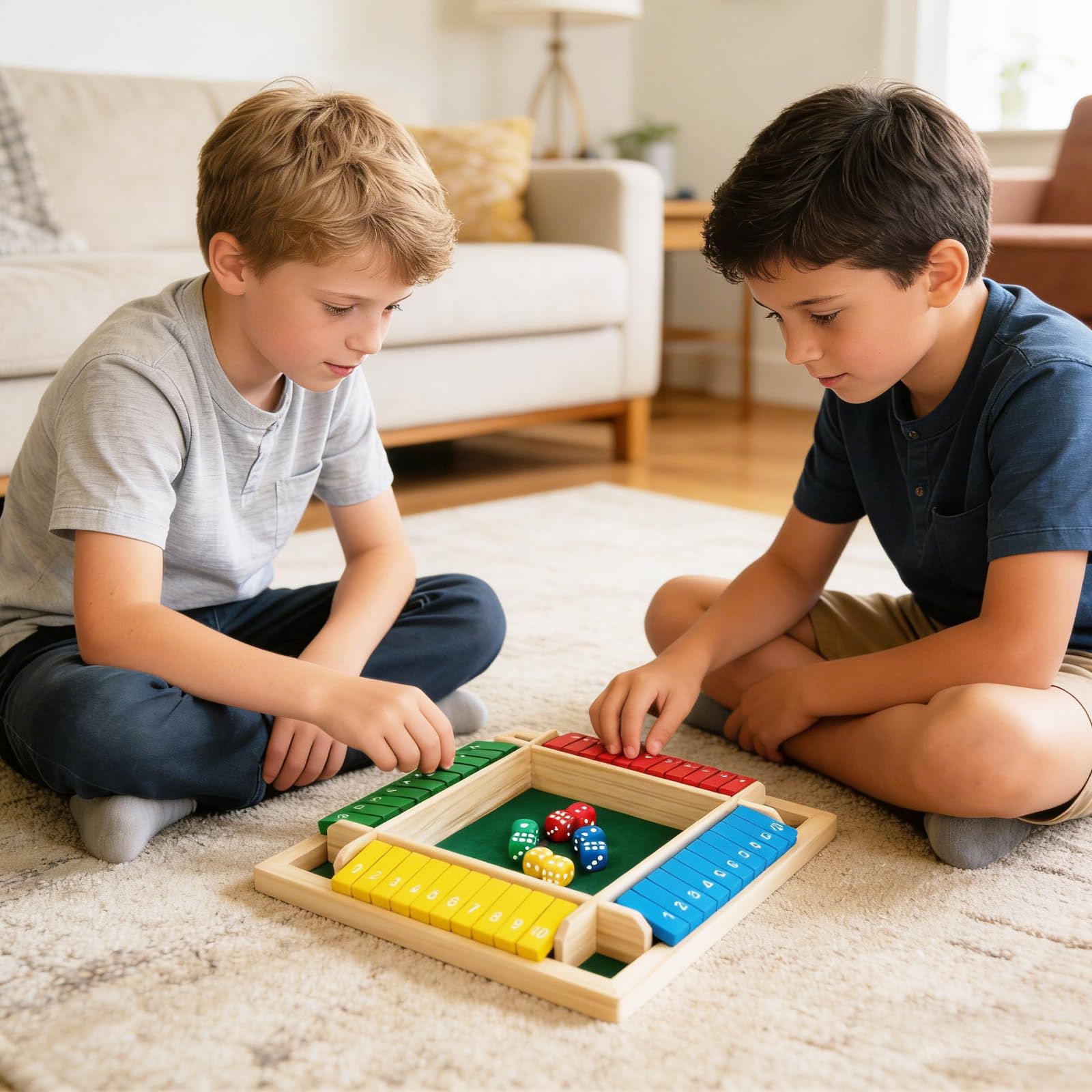 SiumPklay Shut the Box Game,Wooden Table Game Dice Shut The Box for 4 Players,Education Toy Gift for Kids - Image 4