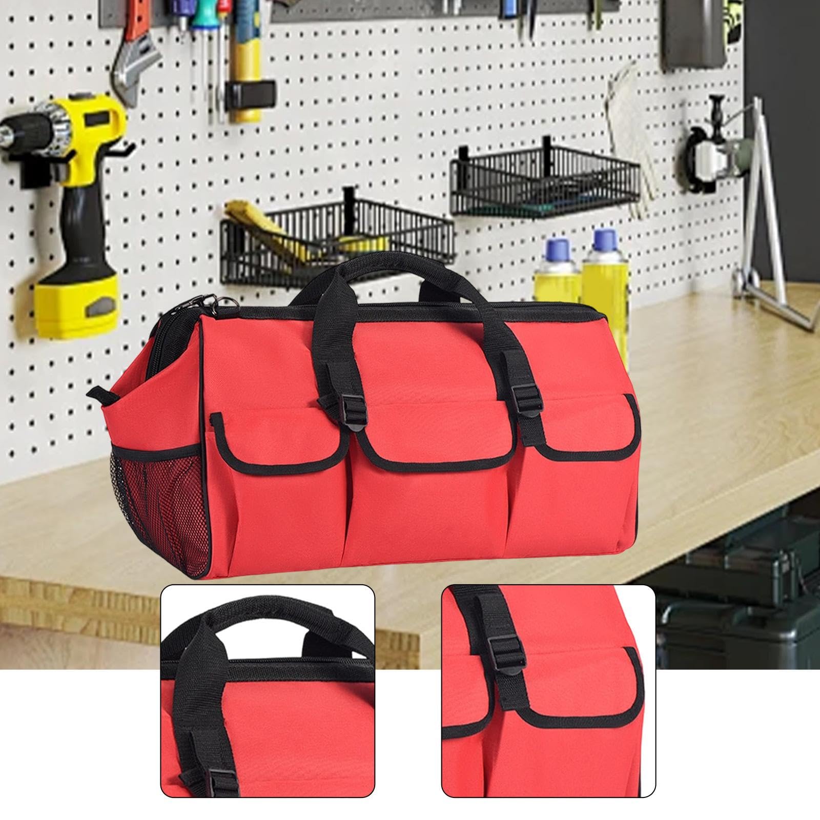 Bolsa de Almacenamiento de Herramientas Portátil con Asa Y Boca Ancha para Suministros de Limpieza.