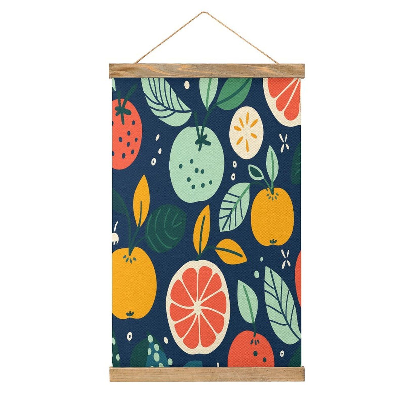 FekiLoot Hand Drawn Fruits Wall Art Poster Hanger Frame Linen Wall Art Decor Vintage Hanging Poster Hanging Wall Decor Rustic Retro Wall Art Print for Living Room Decor 20.4 X 13.1Inches