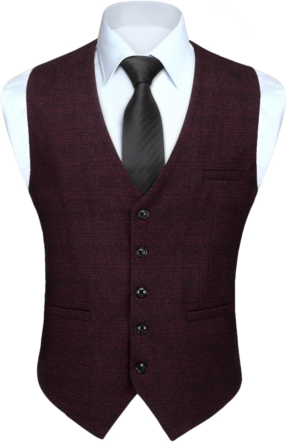 HISDERN Men’s Suit Vest Waistcoat with 3 Pockets Slim Fit for Business Formal Wedding Prom and Casual Tuxedo Wear