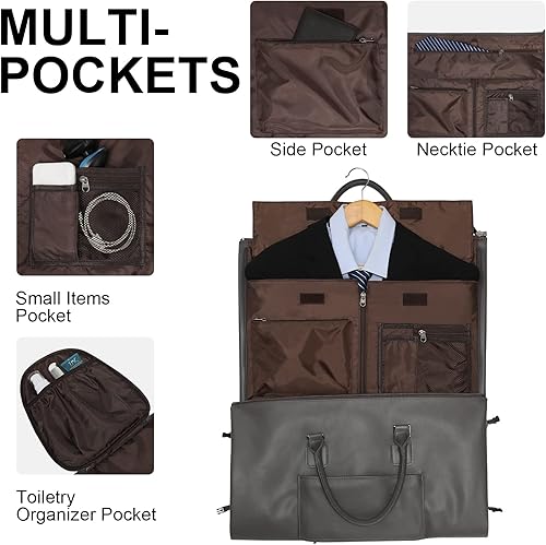 Miniatura 3 de Bolsa de cuero para viajes, bolsa de viaje Modoker con correa para el hombromúltiples bolsillos, ideal para viajes de negocios y escapadas de fin de