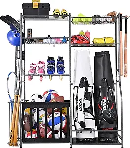 Mythinglogic Garage Sports Equipment Storage, 2 Golf Bag Storage Stand and Other Sports Equipment Storage Rack, Garage Organizer System