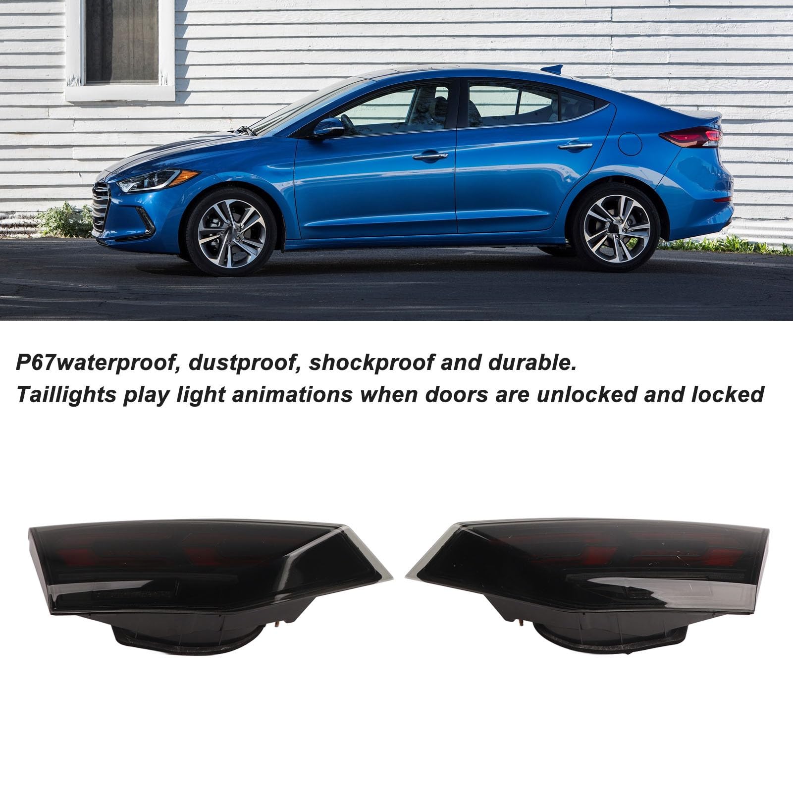 Tbest Zespół Tylnych świateł LED Dynamic Elantra 2016-2018