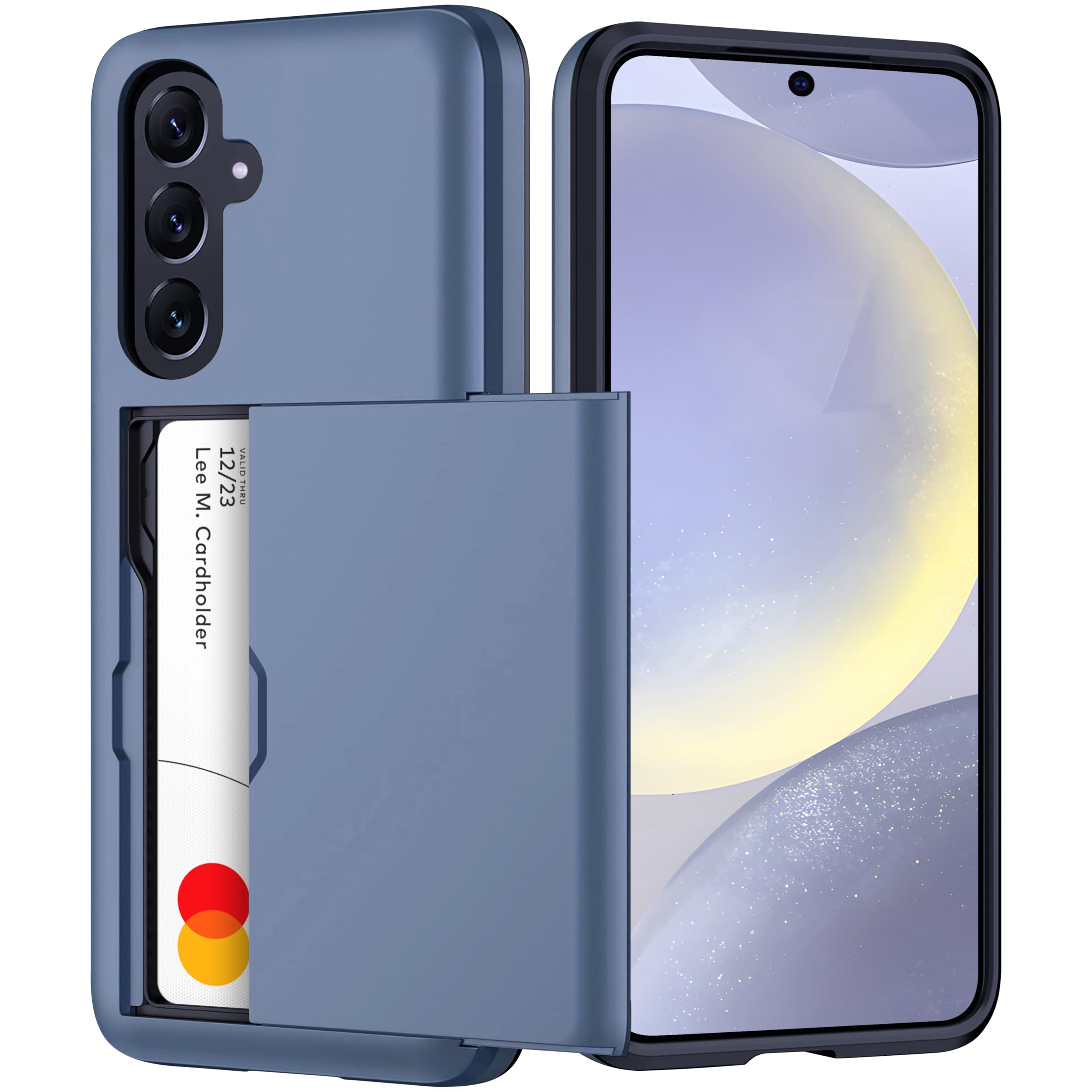 Photo 1 of ???? ??? Samsung Galaxy S24 Plus Case with Card Holder - Wireless Charging Compatible Samsung S24 Plus Wallet Case with Hidden Card Slot for Men and Women (Blue)