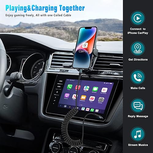 Miniatura 9 de JUKEKUL Cable Lightning en espiral de 3 pies de nailon trenzado, cargador de iPhone de carga rápida para automóvil certificado Apple MFi, compatible