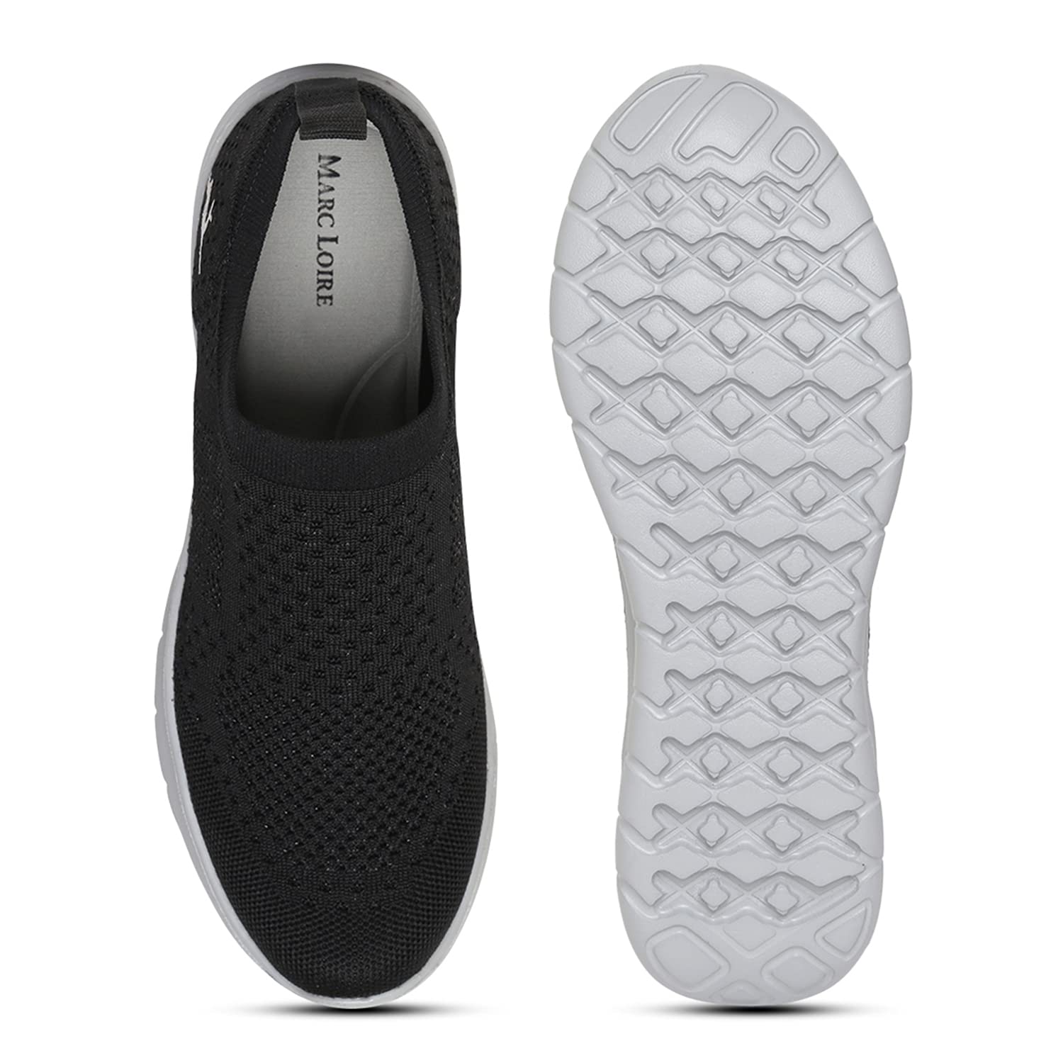 Marc Loire Women's Athleisure Comfortable Knitted Active Wear Slip-On Casual Shoes (Black, 7) 3