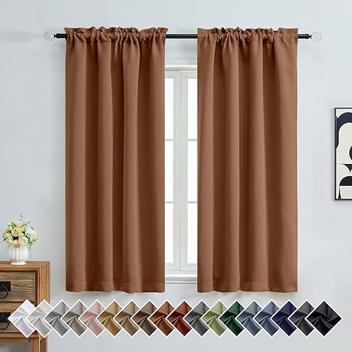Miniatura 204 de OVZME Cortinas opacas turquesa para tratamiento de ventanas pequeñas, cortinas cortas con bloqueo de luz para ventana de cocina sobre el fregadero,