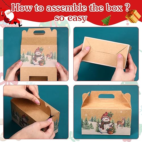 Miniatura 5 de Pasimy 48 cajas de regalo de galletas de Navidad con asas, cajas de Navidad y regalos para envolver regalos, recuerdos de fiesta, 8 estilos