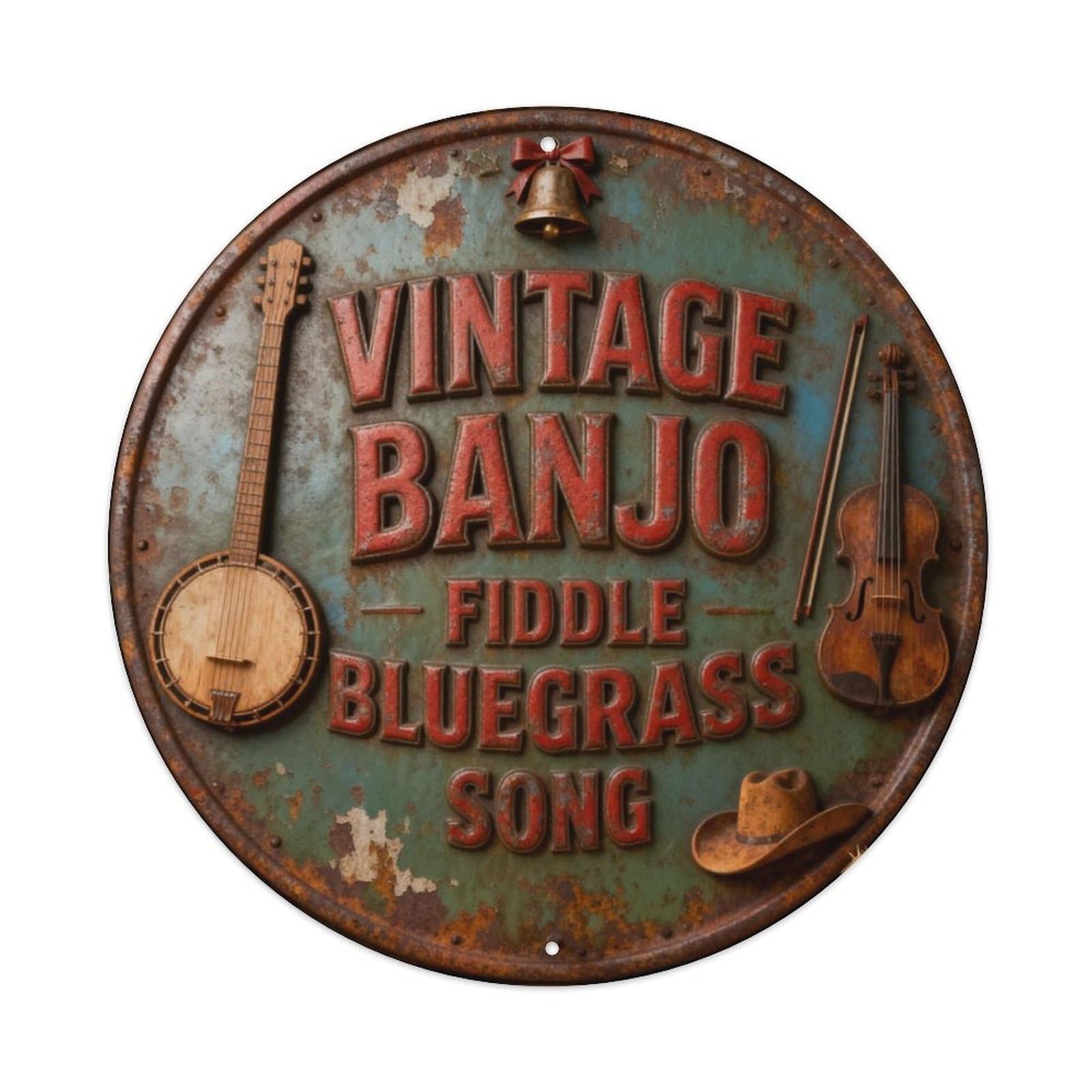 VINTAGE BANJO FIDDLE BLUEGRASS SONG Metal Tin Sign Plaque