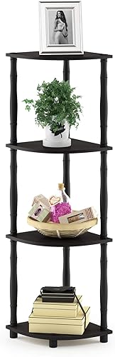 Vista 53 de Furinno - Turn-N-Tube - Estantería tubular esquinera multipropósito, 3 niveles, nogal oscuro (modelo 12077DWN) Ámbar