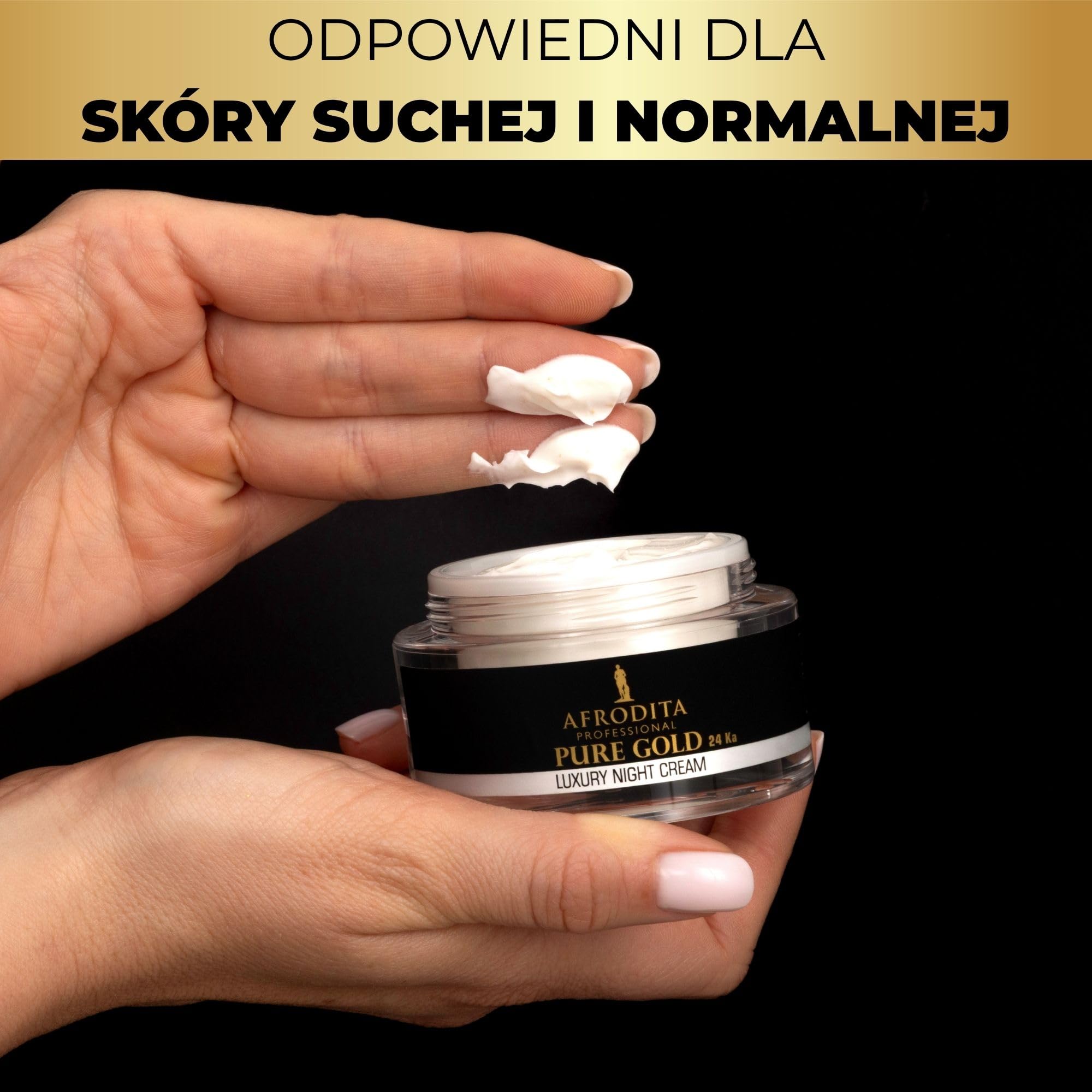 Afrodita Professional Pure Gold 24 Ka luksusowy krem na noc l 50 ml l wydajna formuła przeciwstarzeniowa z cząsteczkami czystego 24-karatowego złota
