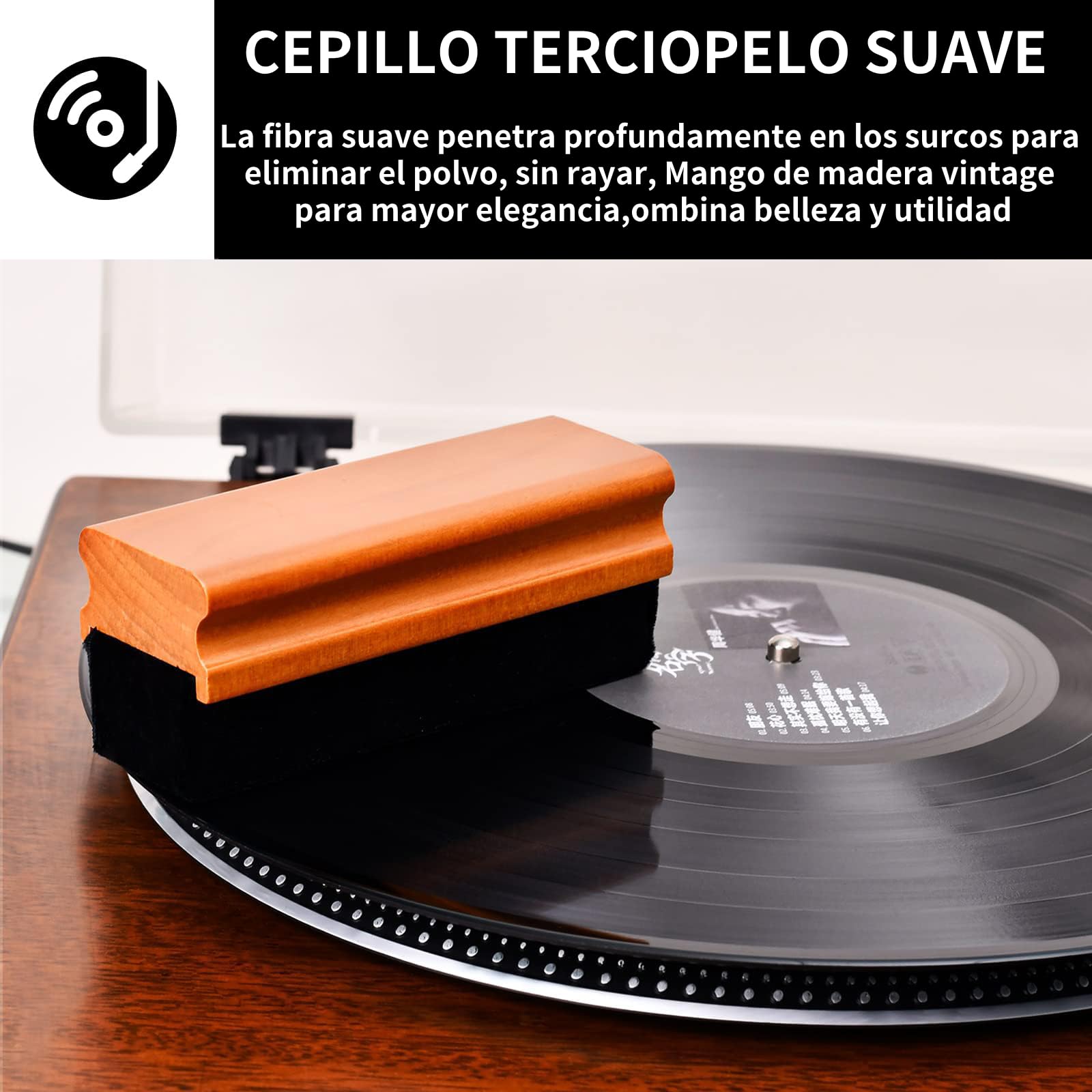 4 En 1 Kit De Limpieza Vinilos kulloomii | Limpiador Vinilos De Discos | Antiestatico Cepillo | Limpia Agujas Tocadiscos | Limpiador de Aire a Presión