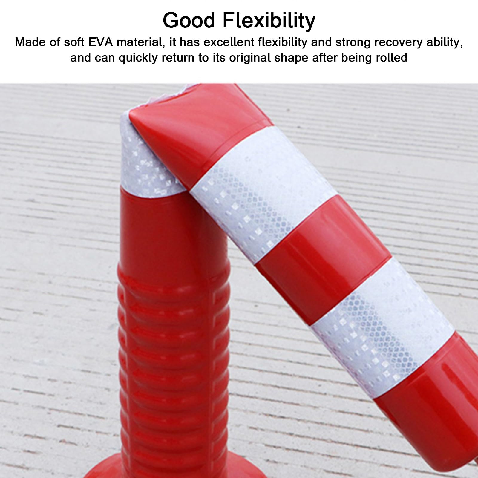 Conos Señalizacion, Conos de Advertencia de EVA, Parte Superior con Flecha, Alta Elasticidad, Buena Reflectividad, para Control de Tráfico en Lugares Públicos (4 Unidades)