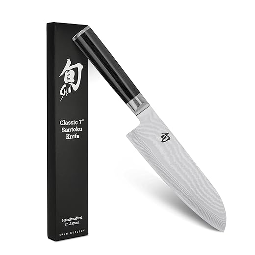 Shun Classic 7 inch Santoku Knife, Handcrafted in Japan, DM0702