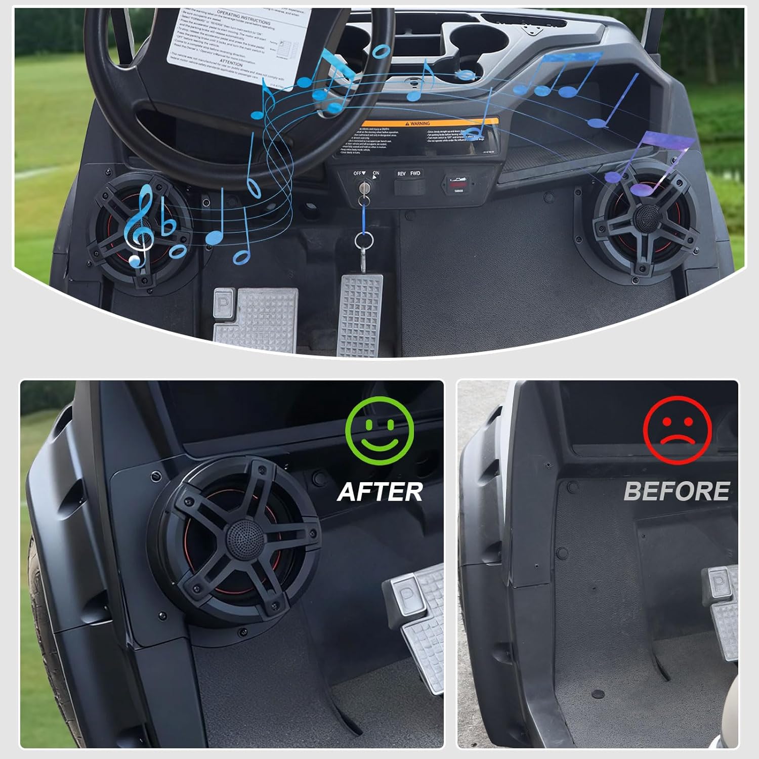 Under Dash Kick Speaker Pod Brackets for Yamaha Drive2 G29 Golf Cart Accessories, Front Kick Panels Loudspeaker Mount Support 6.5" Speaker Devices for Standard Golf Cart, High-Density PP Plastic, 2PCS