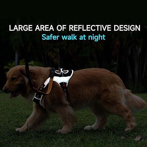Miniatura 6 de Arnés para perro sin tirones, chaleco resistente sin estrangulamiento, arnés ajustable de superficie altamente reflectante con 2 clips para correa,