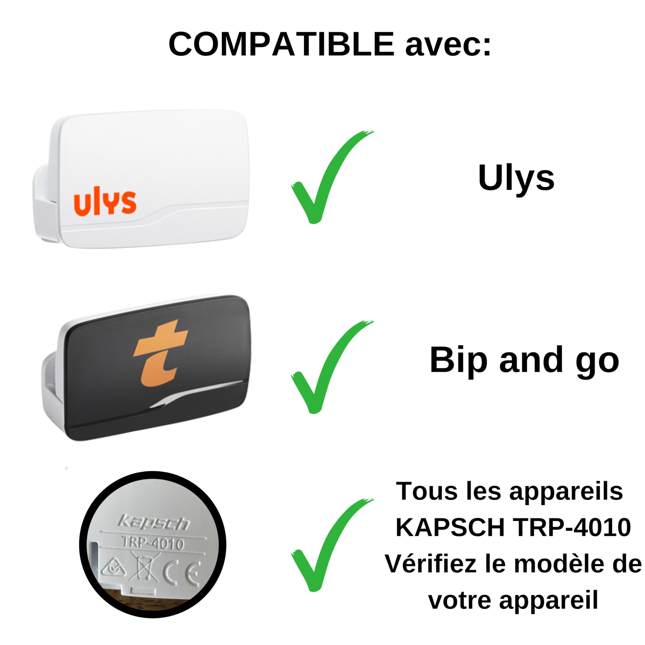 Soporte telepeage para parabrisas – para ulys – para bip & go – telepeaje nuevo – autopista adhesiva – Insignia de fijación Telepeage Slim – sistema de pinza en el parasol