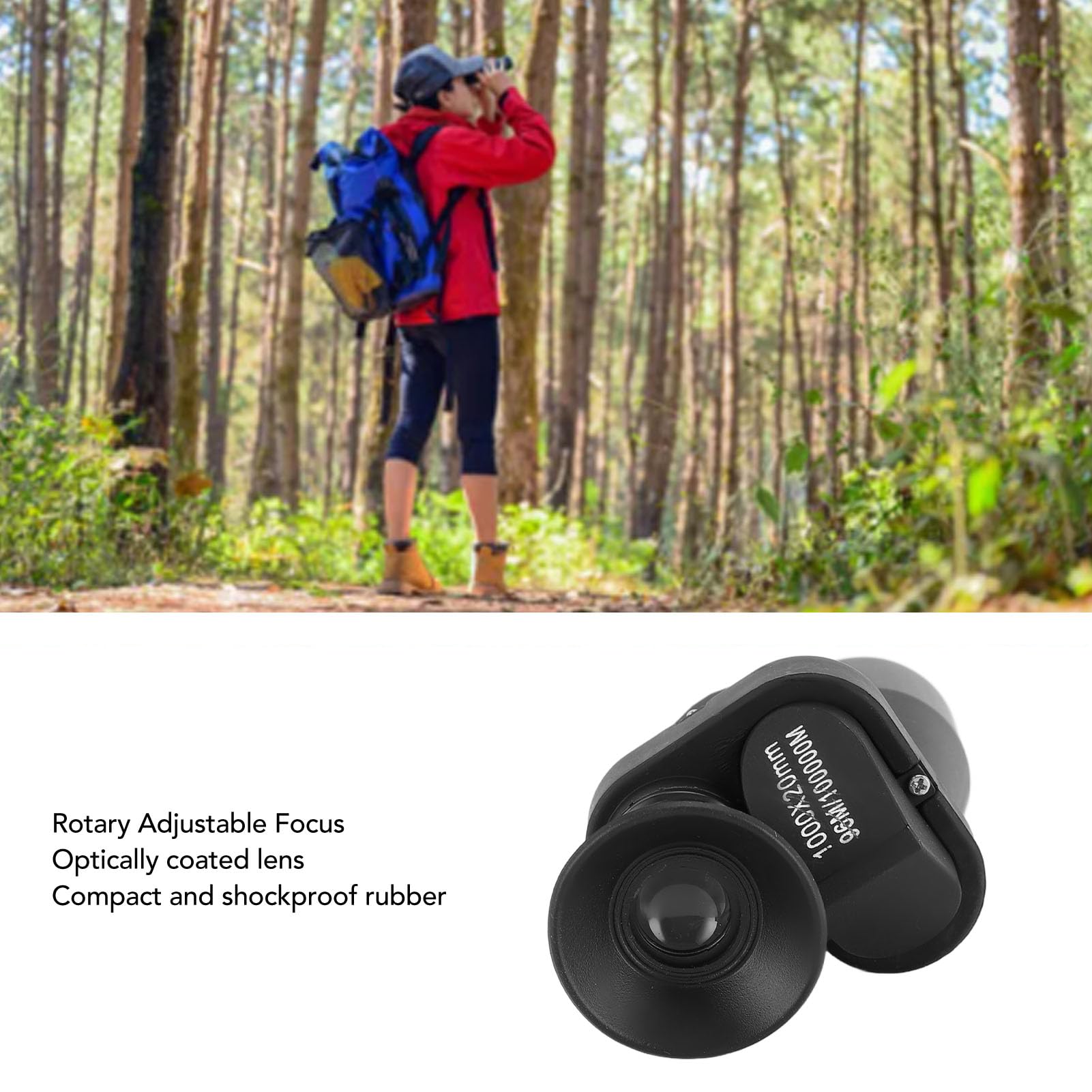 1000x20 Pocket Monocular Telescope, 8X Mini Compact Monocular Portable Telescope, Multi Layer Coating Small Telescope Handheld for Bird Watching Hunting Camping Hiking Traveling
