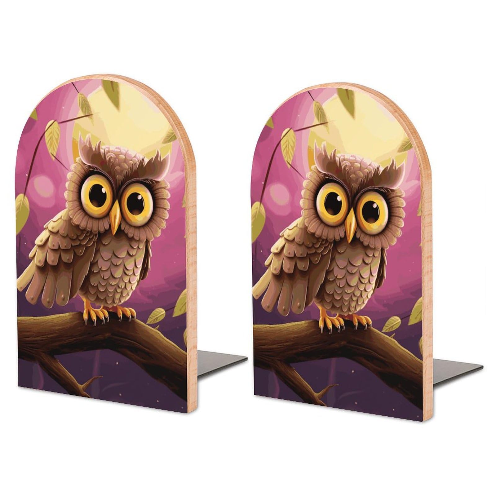 Serre-livres imprimés Grand Owl en bois et métal pour stopper la chute de vos ouvrages