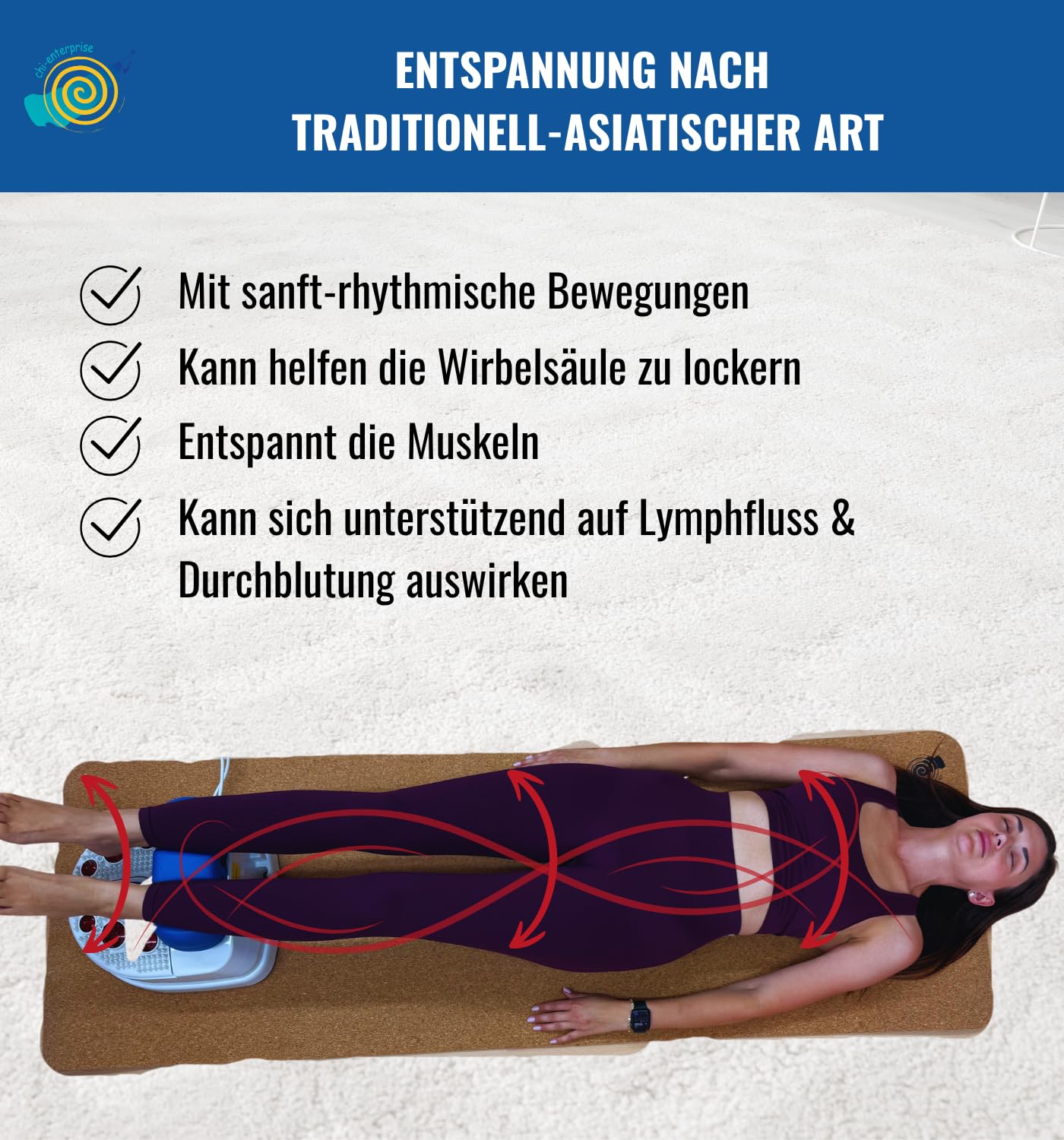 Chi Master Deluxe CHI-ENTERPRISE – 7 Geschwindigkeiten, 100–220 Schwingungen/Min. & Fernbedienung | Timer in 5-Min.-Intervallen | Chi-Massagegerät für Wellness, Entspannung & Training