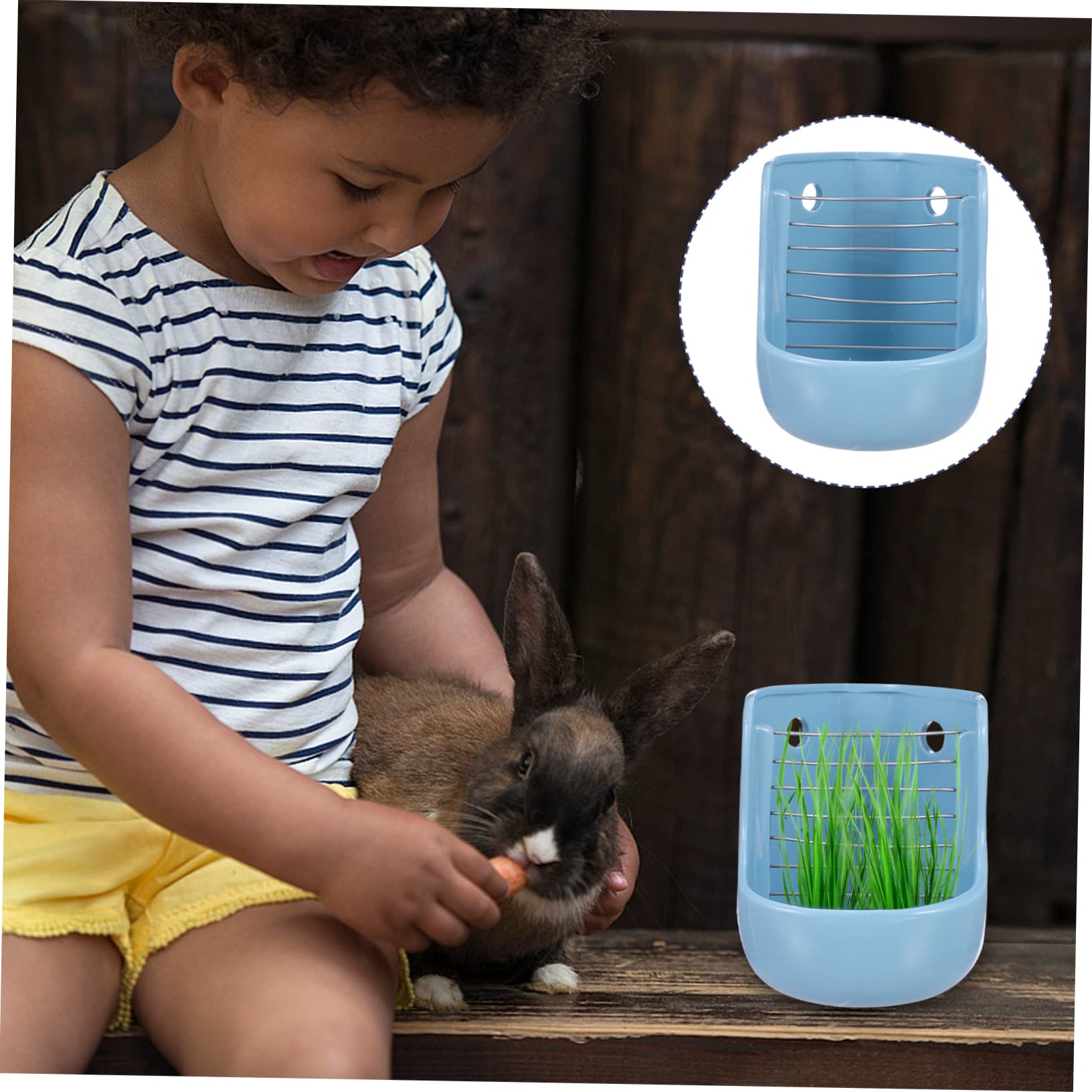 POPETPOP Comedero de Heno Desmontable para Chinchillas y Cobayas, de Cerámica, Soporte para Jaula
