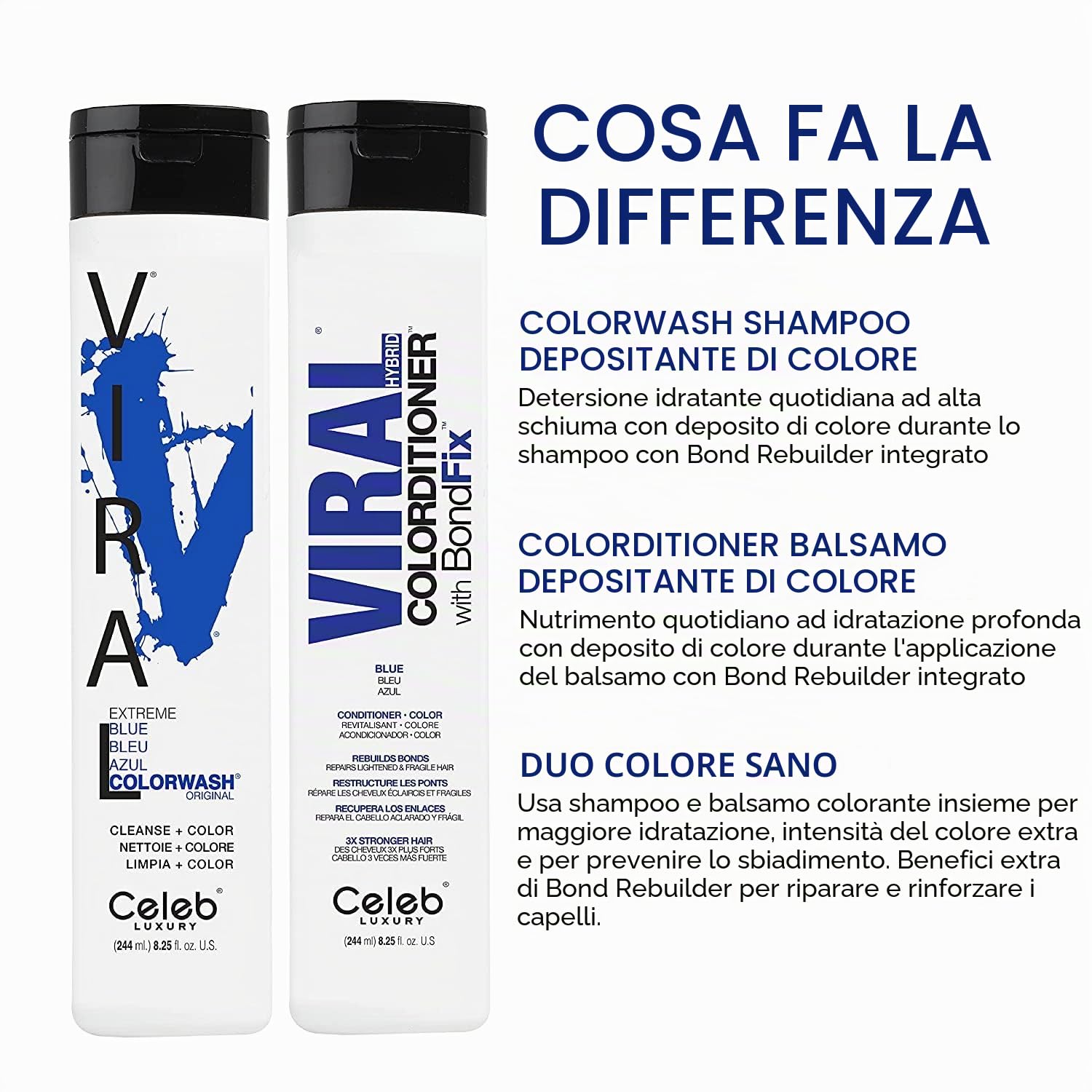 Celeb Luxury Viral Semi Permanent Colorwash Shampoo - Extreme Blue 240ml