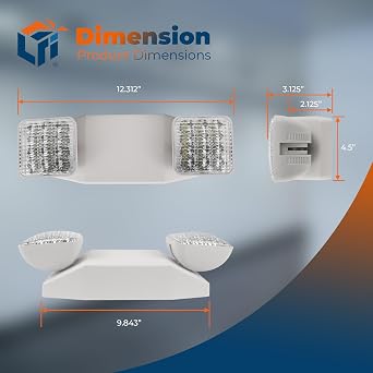 LFI Lights Emergency Lights for Business, LED Emergency Light with Battery Backup, UL 924 Listed, Adjustable Square LED Heads, White Housing, Commercial Indoor Lighting, EL2WBB