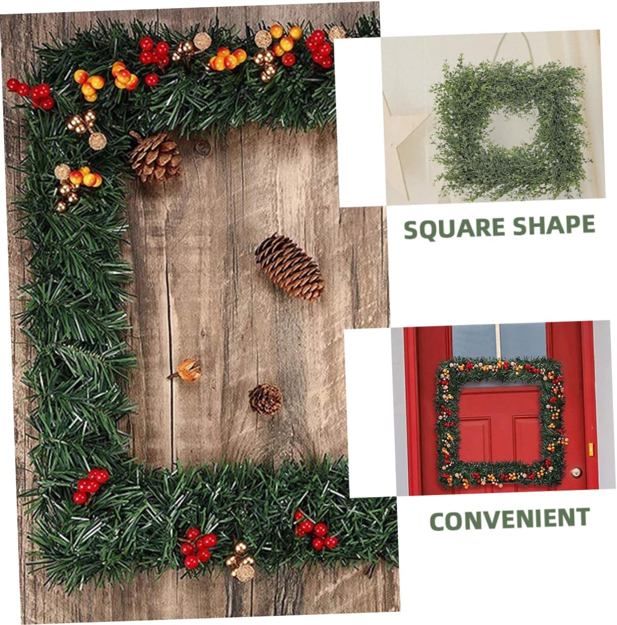 3pcs Square Metal Wreath Frame Flower Garland Frame for Craft Projects for Holiday Decorations and Creative
