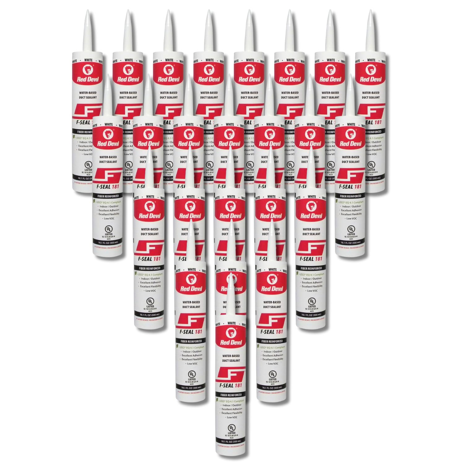 Red Devil 0846DW F-Seal 181 Fiber Reinforced Water Based Duct Sealant, 10.1 oz, White, 24 Pack