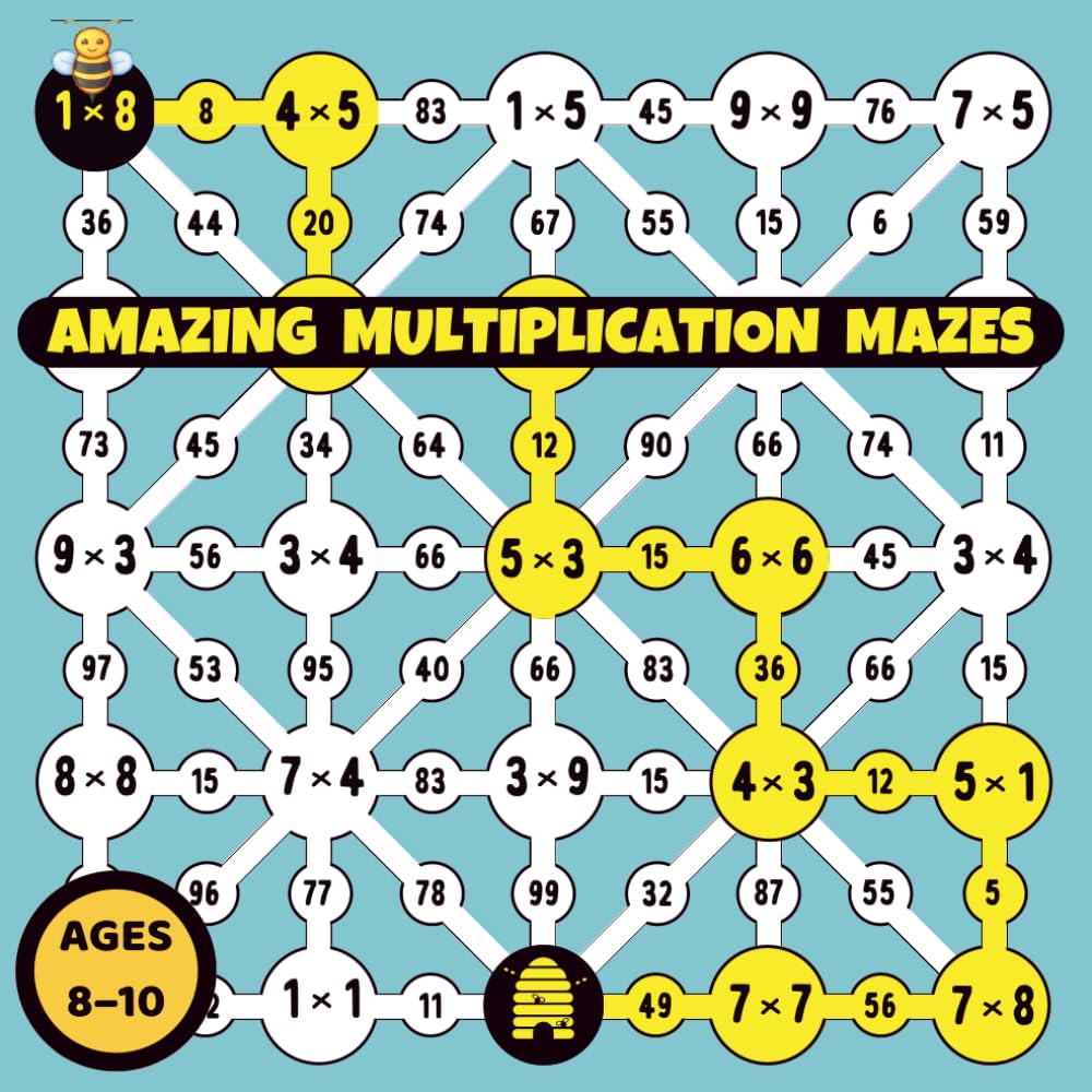 Amazing Multiplication Mazes: 30 fun mazes to practice multiplication tables and improve math skills