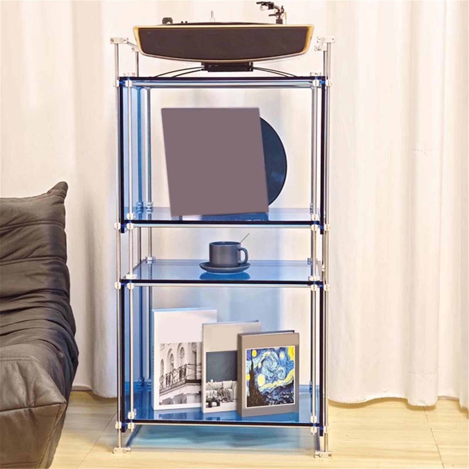 Supporto per CD Home Porta dischi in vinile in acrilico con staffa in acciaio inossidabile for CD, album, libri, riviste