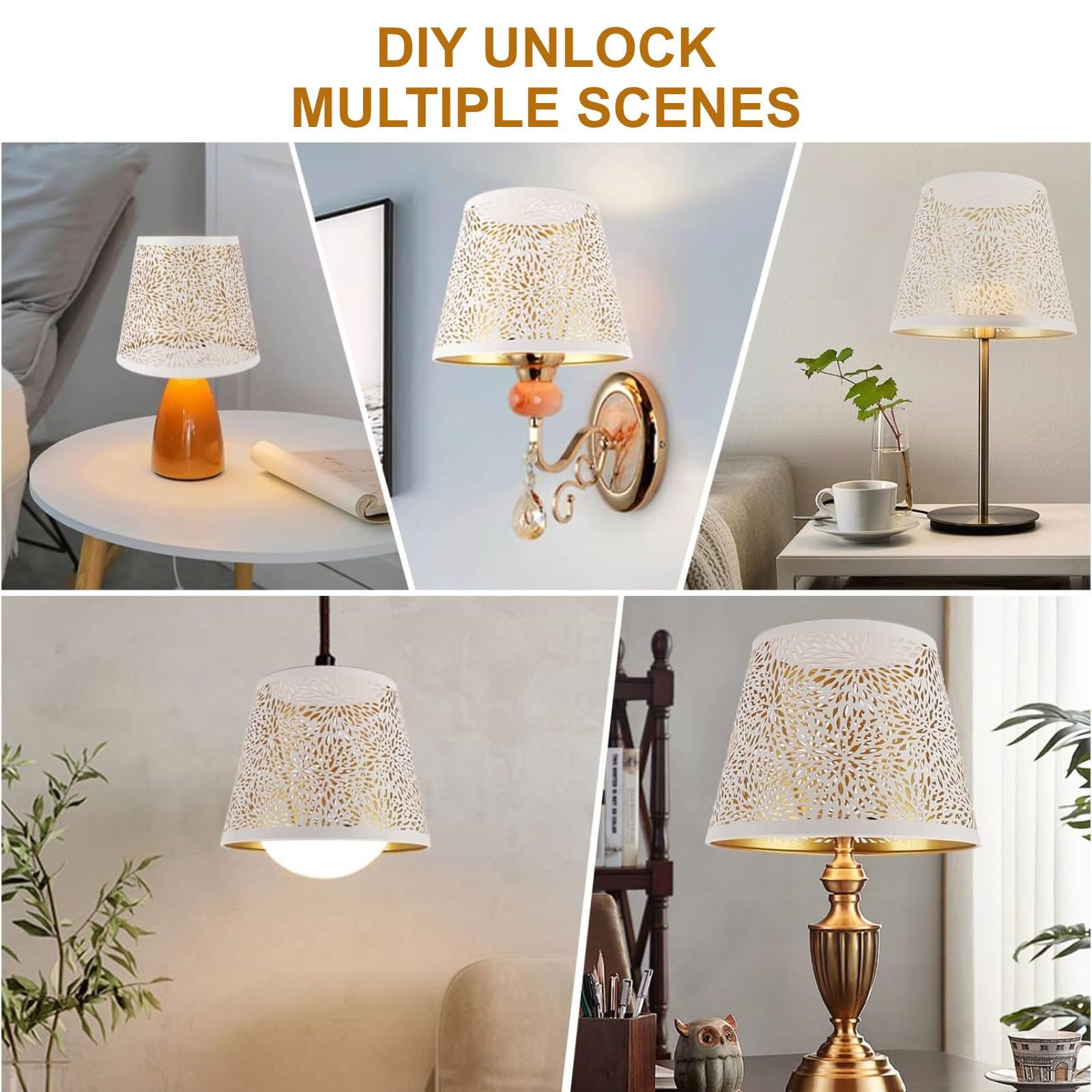Metal Lamp Shade for E27 E26, Flower Shadow Lampshade, Hollow Out