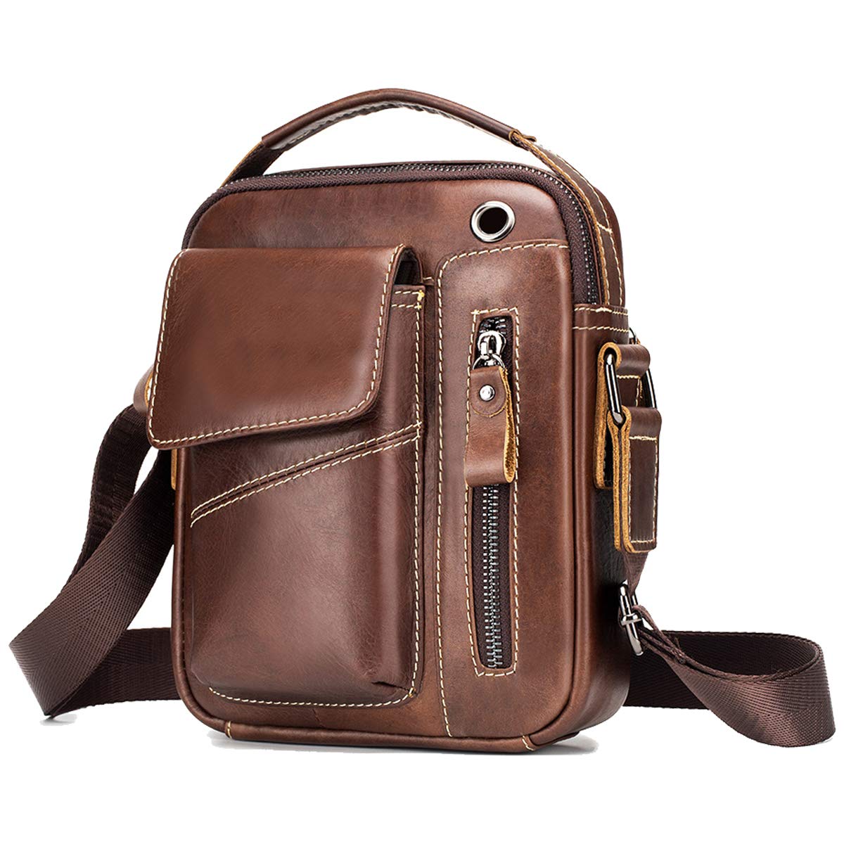 Herren Schultertaschen Freizeit Fashion Echtleder Crossbody Tasche